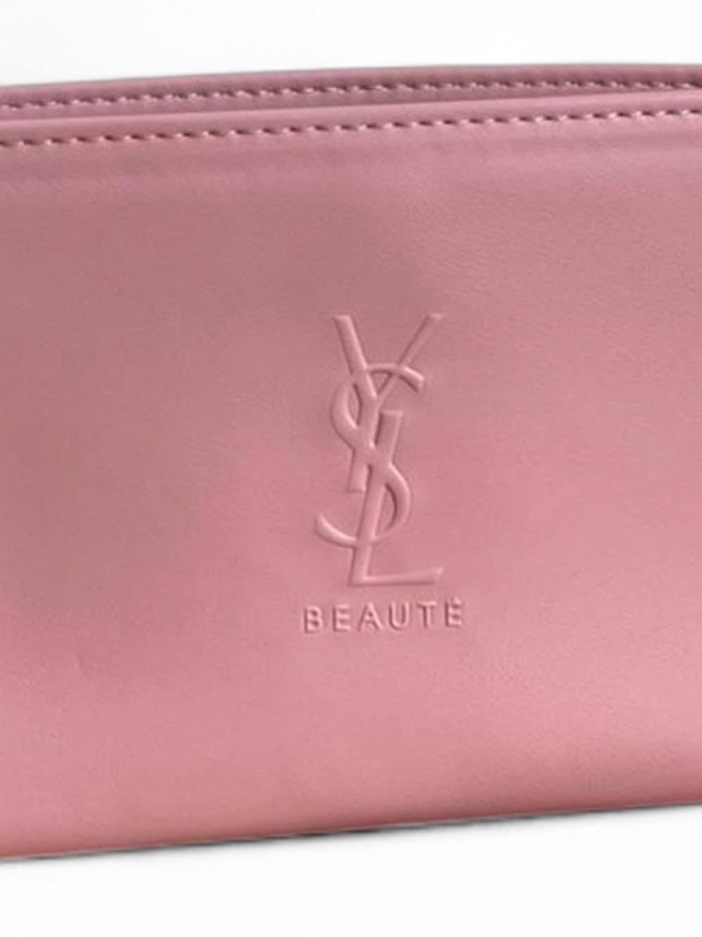 Yves Saint Laurent Pink Embossed Leather Makeup Cosmetic bag 4 piece travel set - Picture 2 of 4